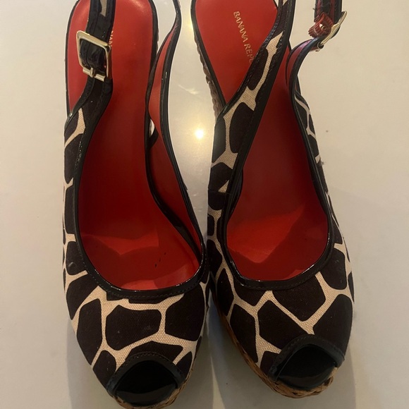 Banana Republic Giraffe Peeptoe slingback Wedge 9 - Picture 2 of 4